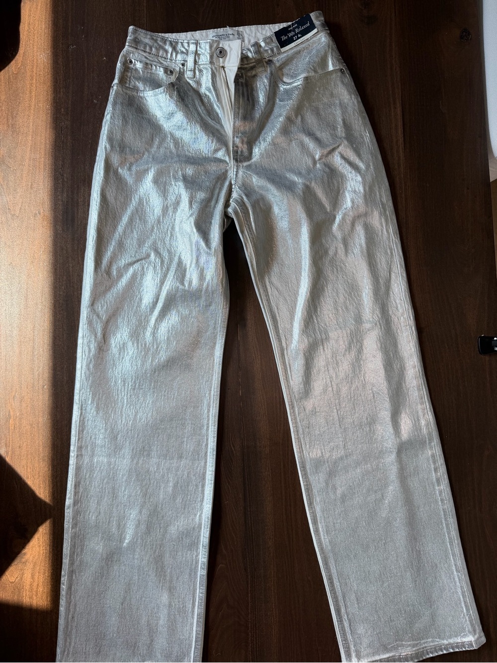 Abercrombie & Fitch Metallic Silver Jeans Size 27 LONG